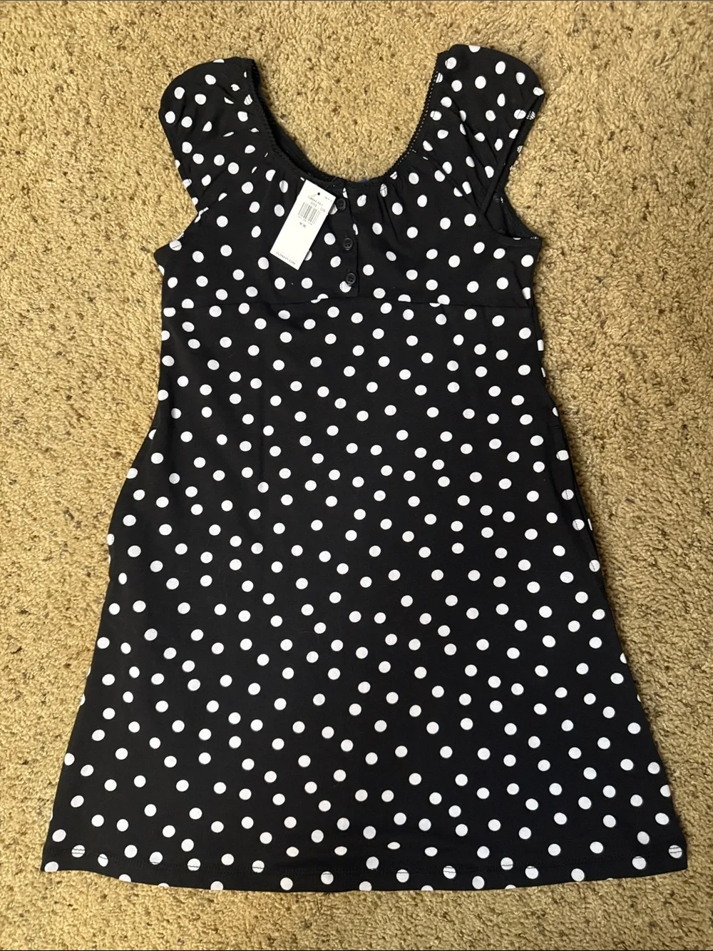 Old Navy Black and White Polka Dot Girls Casual Dress